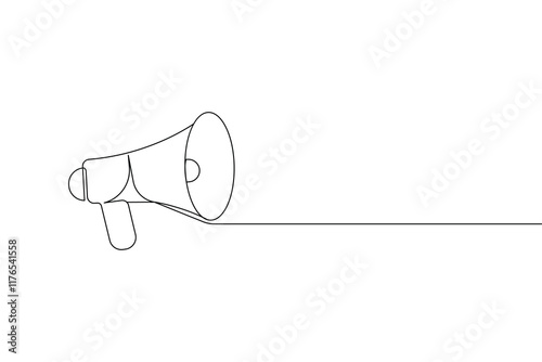 Megaphone icon continuous one line drawing of isolated outline flat vector illustration