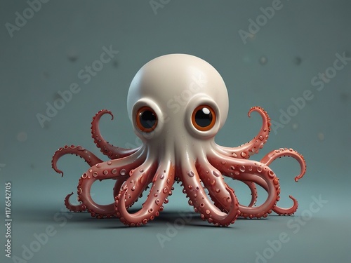 3d octopus on a white background photo