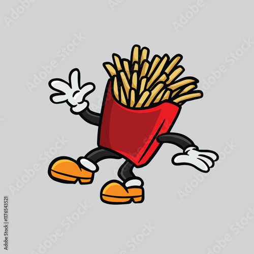 French fries character mascot smoking nugs cartoon