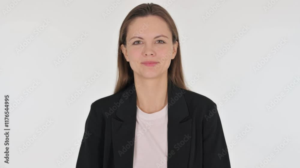 Portrait of Businesswoman inviting People on White Background Portrait of Businesswoman inviting People on White Background