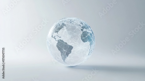 Glass globe showing world map.