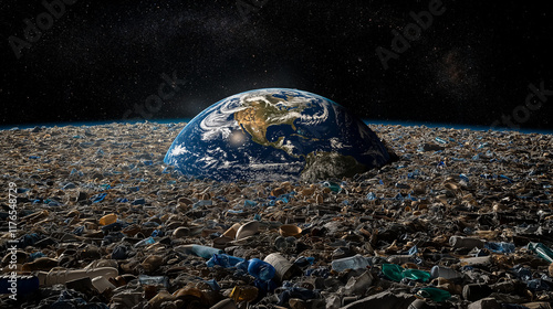 A high-resolution digital photo showcasing the concept of recycling waste. A vibrant and detailed scene featuring a variety of recyclable materials like plastic bottles, aluminum cans photo