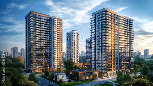 High rise apartment buildings. created with Generative AI technology