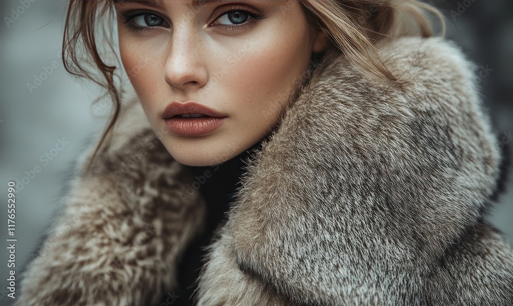 Woman's face, luxurious fur collar, winter fashion. Woman's face, luxurious fur collar, winter fashion.