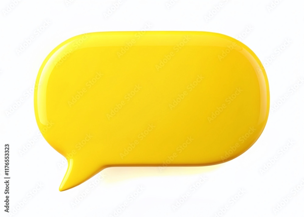Yellow Speech Bubble Silhouette, Isolated White Background - Minimalist Communication Concept Yellow Speech Bubble Silhouette, Isolated White Background - Minimalist Communication Concept