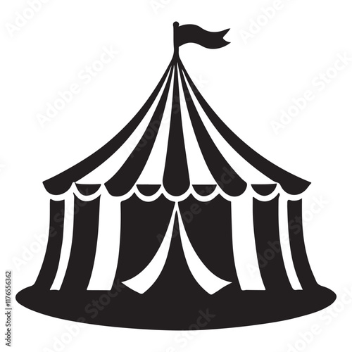 Circus Tent Silhouette Illustration with Striped Design