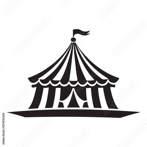 Classic Circus Tent Silhouette Vector Illustration