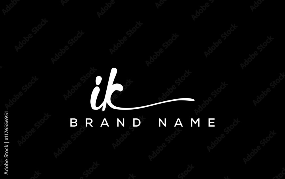 Fototapeta premium IK letter beauty handwriting vector logo.