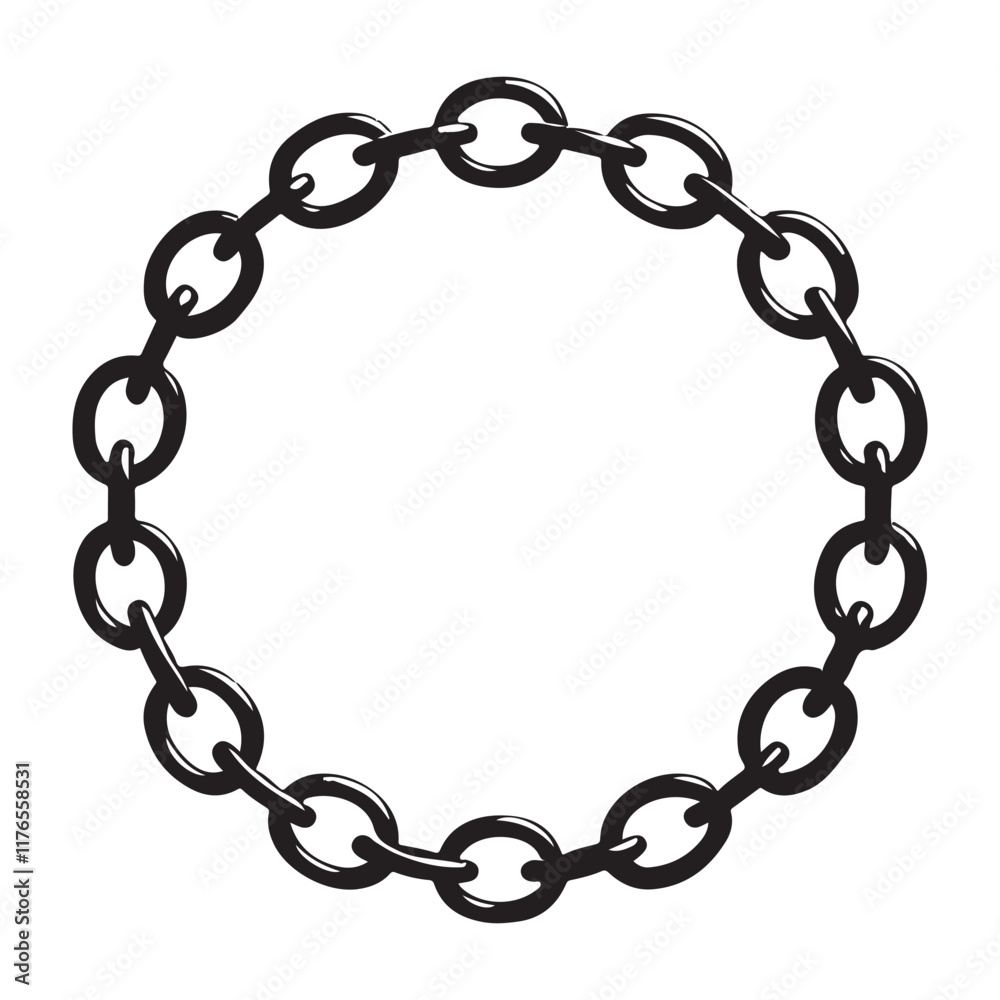 Circular Chain Link Silhouette Frame Illustration for Design Circular Chain Link Silhouette Frame Illustration for Design