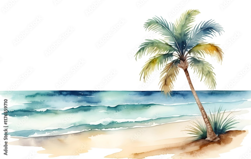 Obraz premium Modern Architectural House Design Rendered in Watercolor Style Isolated on White Background