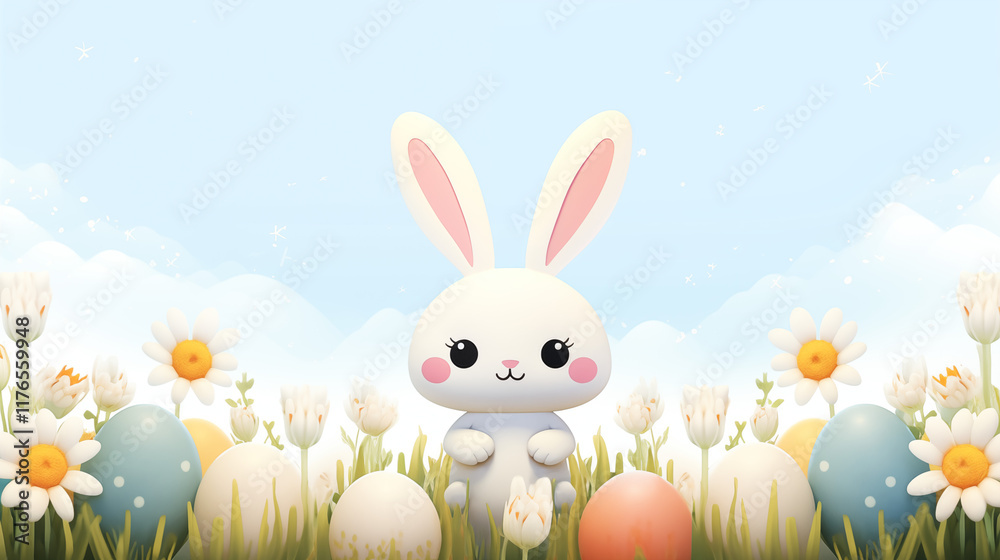 Obraz premium easter bunny with easter eggs