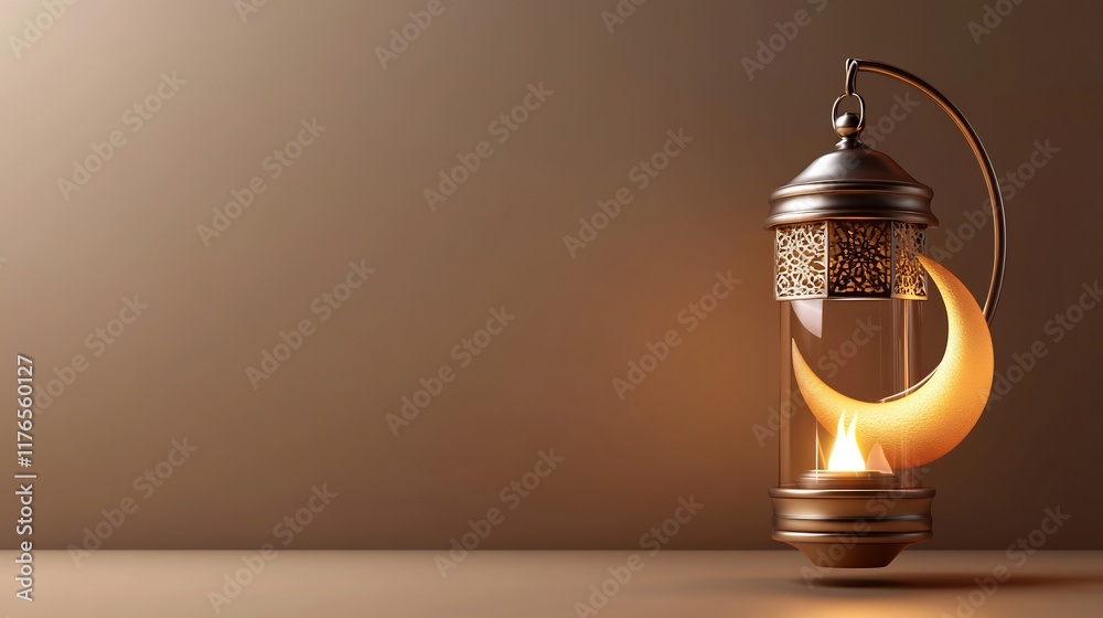Ramadan Lantern with Crescent Moon: A Festive Islamic Design