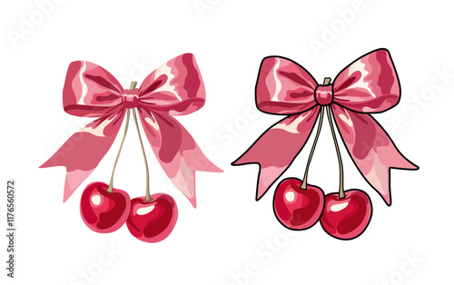 cherry bow vector