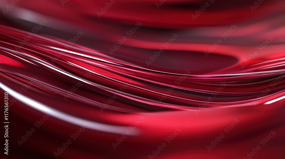 Abstract Red Waves Flowing Smoothly in a Glossy Surface Design Abstract Red Waves Flowing Smoothly in a Glossy Surface Design