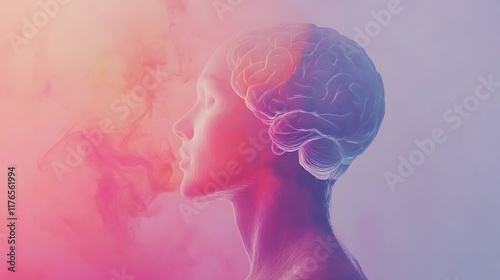 Abstract Representation of the Human Mind and Brain, Perfect for Mental Health, Neuroscience, Psychology, and AI Concepts