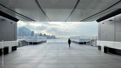 Photography Hong Kong Victoria Harbour with silhouette of people