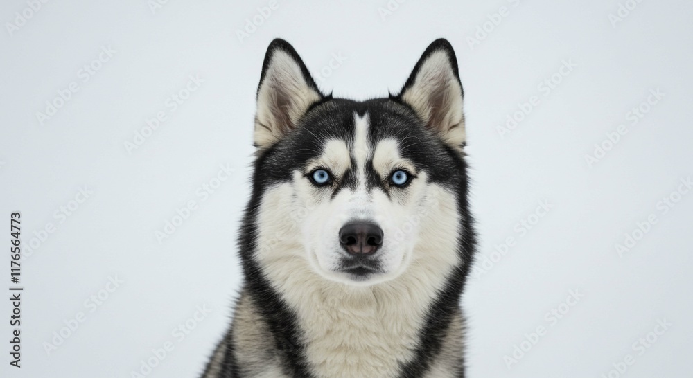 Majestic Siberian Husky Dog Portrait Blue Eyes Winter Fur Majestic Siberian Husky Dog Portrait Blue Eyes Winter Fur