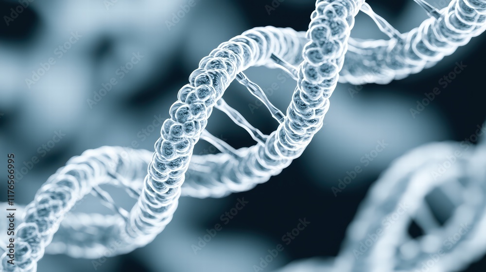 Close-up View of DNA Helix Structure in Molecular Biology Concept Close-up View of DNA Helix Structure in Molecular Biology Concept