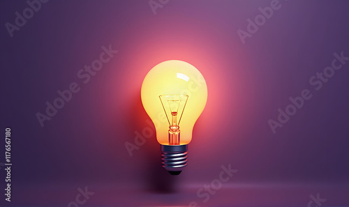 Glowing light bulb on Voilet background representing innovation and creativity, Generative Ai