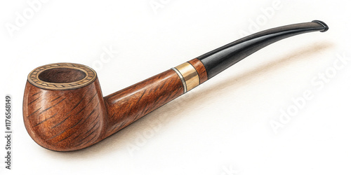 Classic Smoking Pipe Isolated on White Background for Vintage Themes