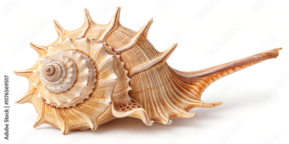 Spider Conch Seashell Isolated for Marine Life Studies Spider Conch Seashell Isolated for Marine Life Studies