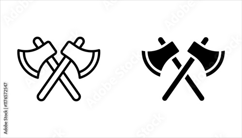 Axe icon vector set. Crossed axe logo design on white background
