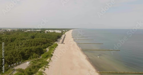 Wallpaper Mural Aerial view circling the Plaza Mielno beach, sunny, summer day in Poland Torontodigital.ca