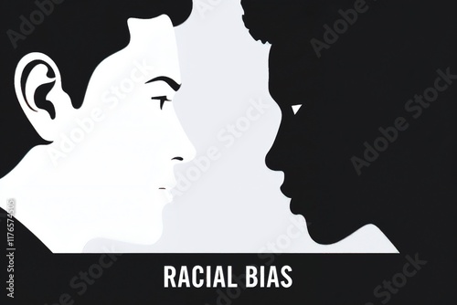 Two profiles one light one dark facing each other A visual representation of racial bias and inequality photo