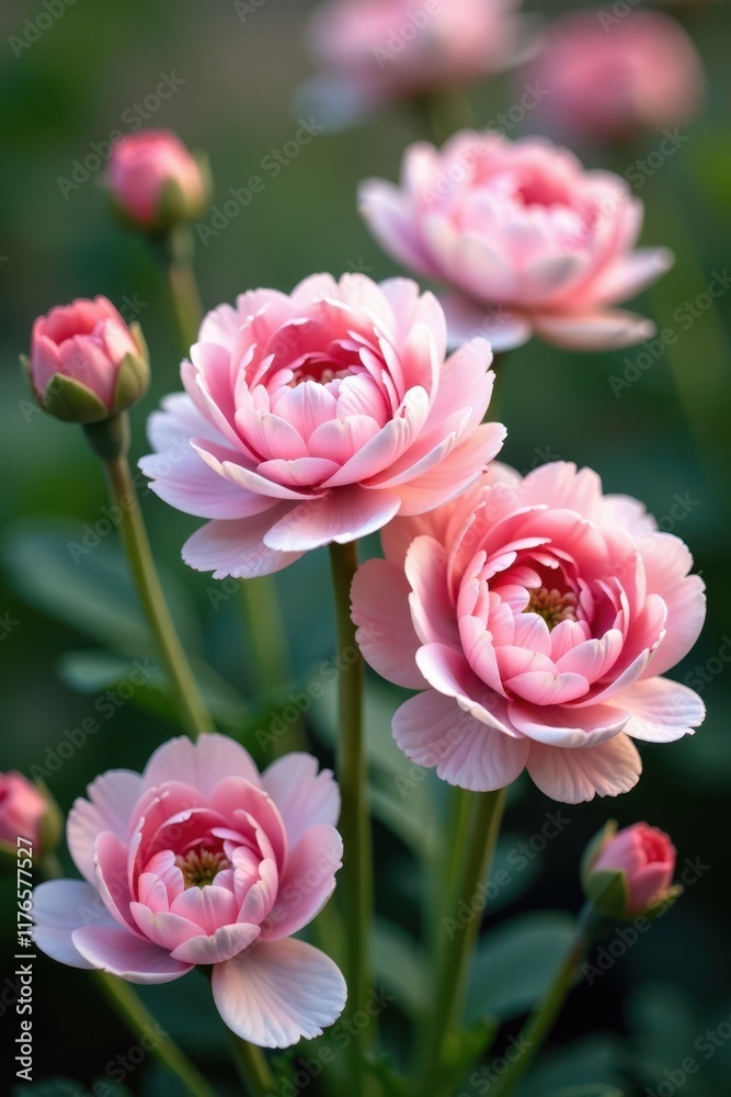 Delicate pink & white ranunculus blossoms, close-up , closeup, petals, delicate Delicate pink & white ranunculus blossoms, close-up , closeup, petals, delicate