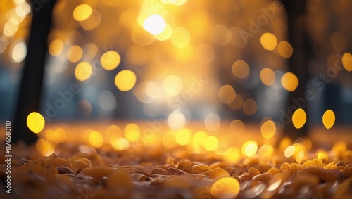 Golden Autumn Bokeh with Warm Light and Seasonal Glow