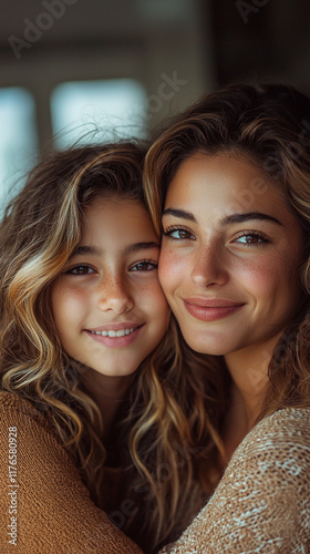 Happy Mother Daughter Close Up Portrait