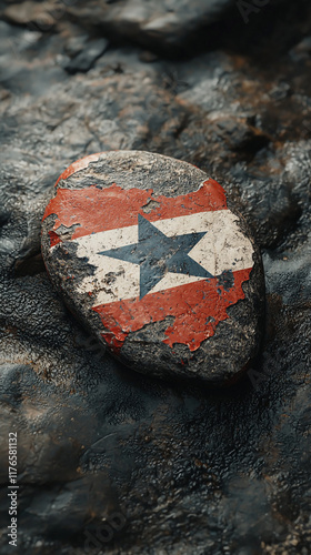 Weathered Stone with Star Design