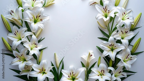 Elegant White Lily Floral Banner on Minimal Background