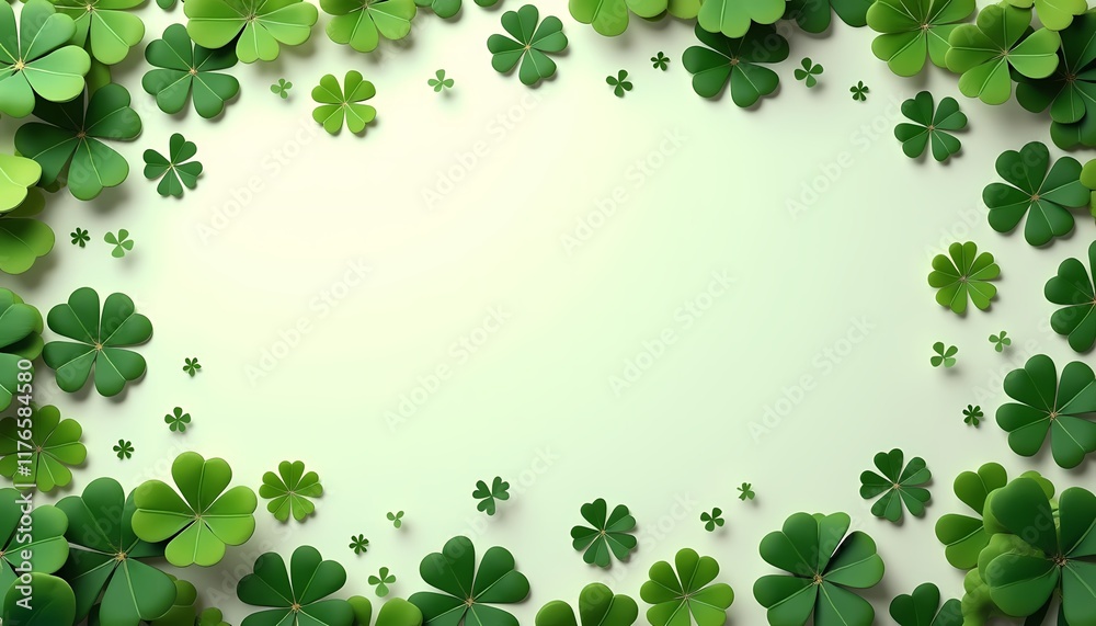 Lush green clover border with blank center. Lush green clover border with blank center.