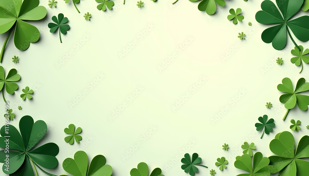 Clover-themed green border with white space for text. Clover-themed green border with white space for text.