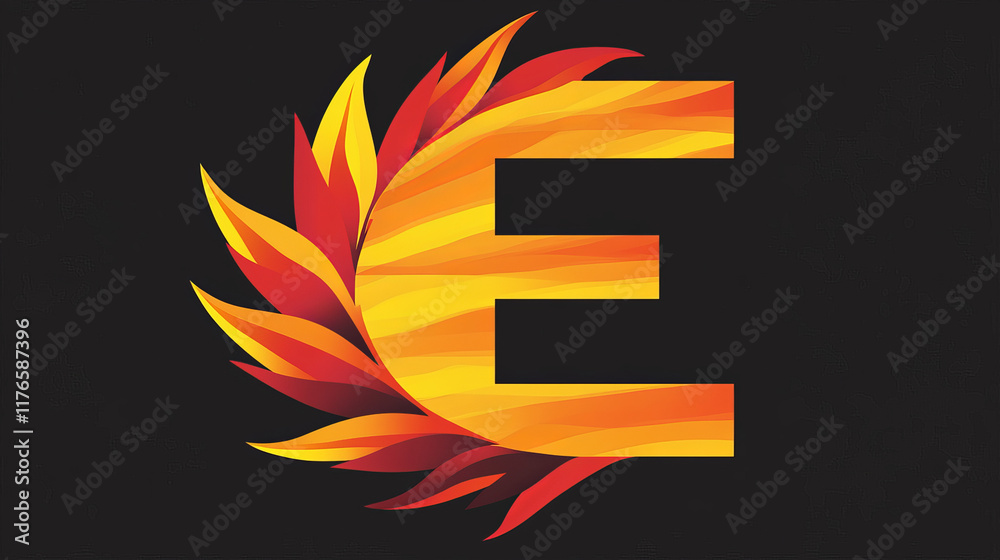 Solar energy symbol for sun power technology business identity card design. Red and yellow letter E symbol for eco power company branding, ecology and environment protection themes design Solar energy symbol for sun power technology business identity card design. Red and yellow letter E symbol for eco power company branding, ecology and environment protection themes design