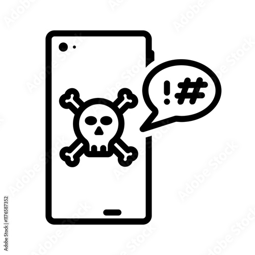 Vector black line icon for Threats
