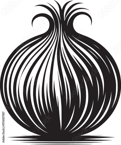 Onion vegetable silhouette vector illustration isolated on a white background