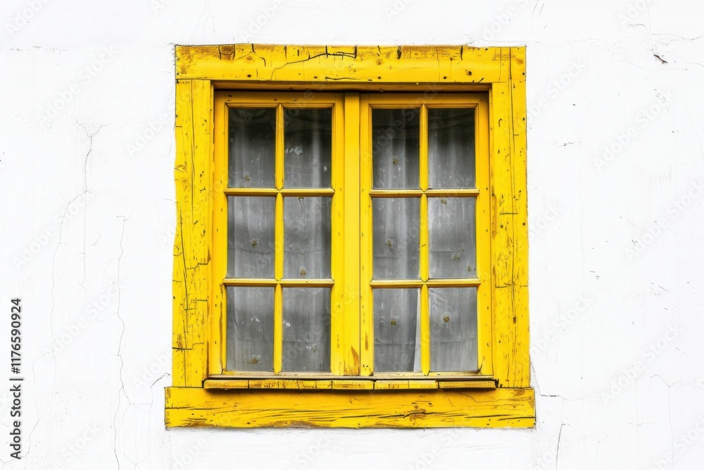 Tranquil silhouette of a yellow window reflecting serene nature Tranquil silhouette of a yellow window reflecting serene nature