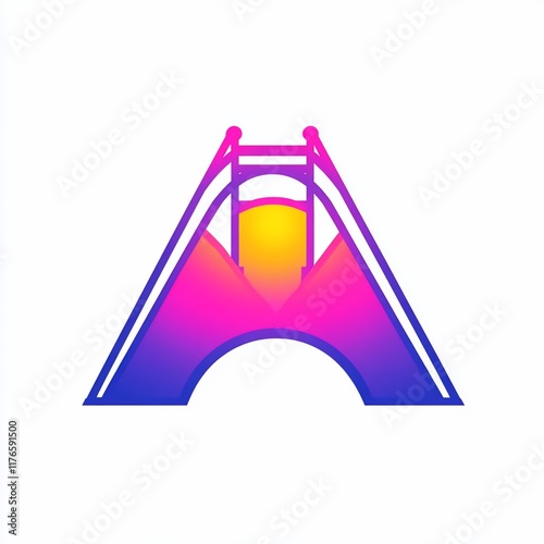 Colorful stylized illustration of a bridge. photo