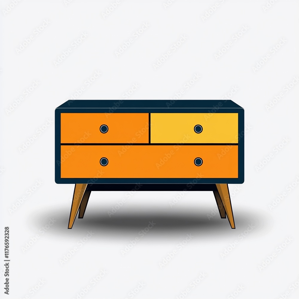 Colorful Mid-Century Modern Chest of Drawers. Colorful Mid-Century Modern Chest of Drawers.