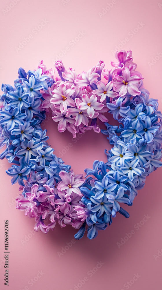 Obraz premium Heart Shaped Hyacinth Flowers Purple and Blue Blooms