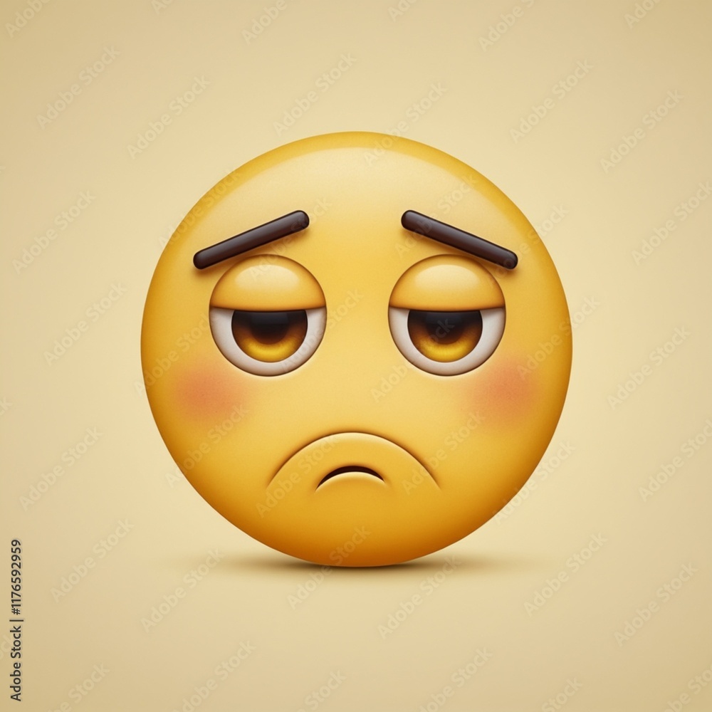 A frowning emoji face with a deep frown and downcast eyes, conveying sadness and disappointment in soft yellow tones. A frowning emoji face with a deep frown and downcast eyes, conveying sadness and disappointment in soft yellow tones.