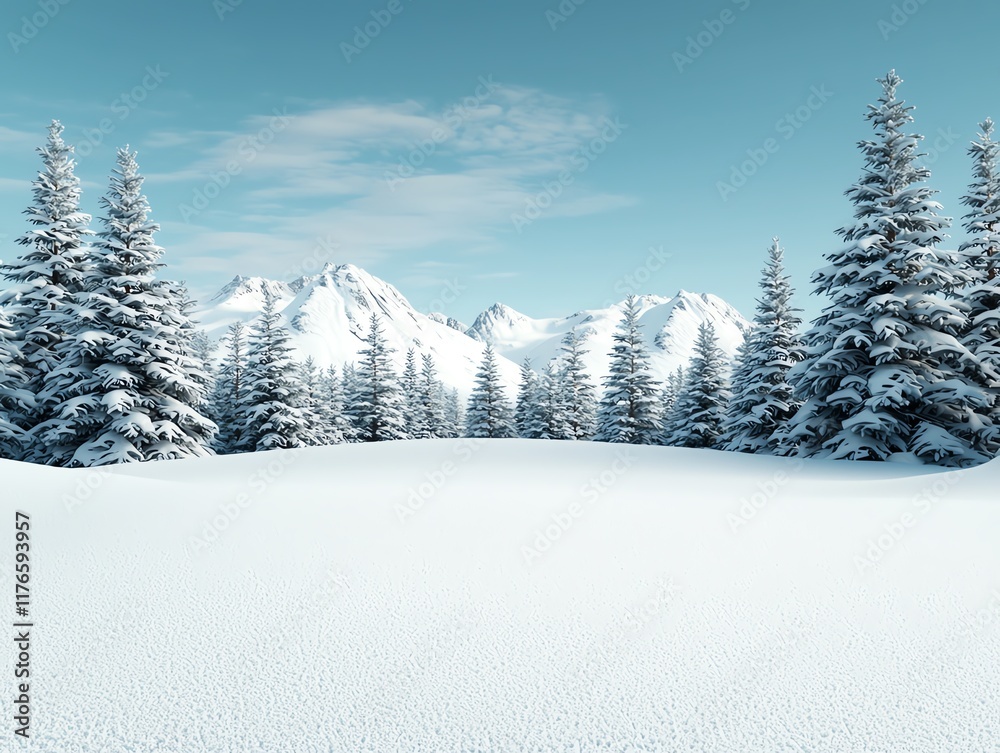 Obraz premium A soft blanket of snow blankets the outdoor landscape, creating a tranquil setting, winter time, outdoors blanket