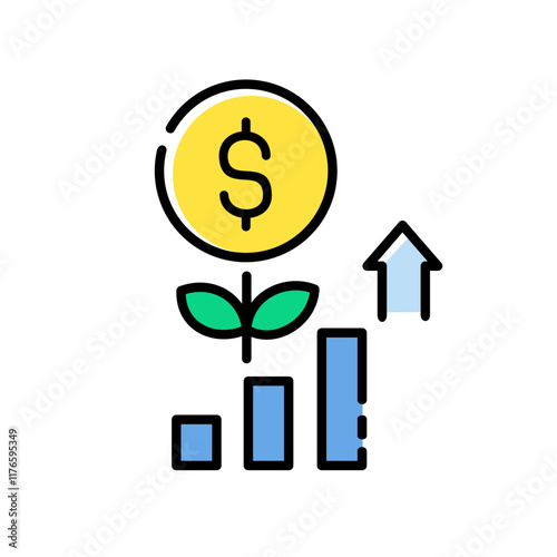 Line icon graph. data, bars and economic growth elements for business infographics. visualization of data statistics and analytics. isolated on white background. vector illustration