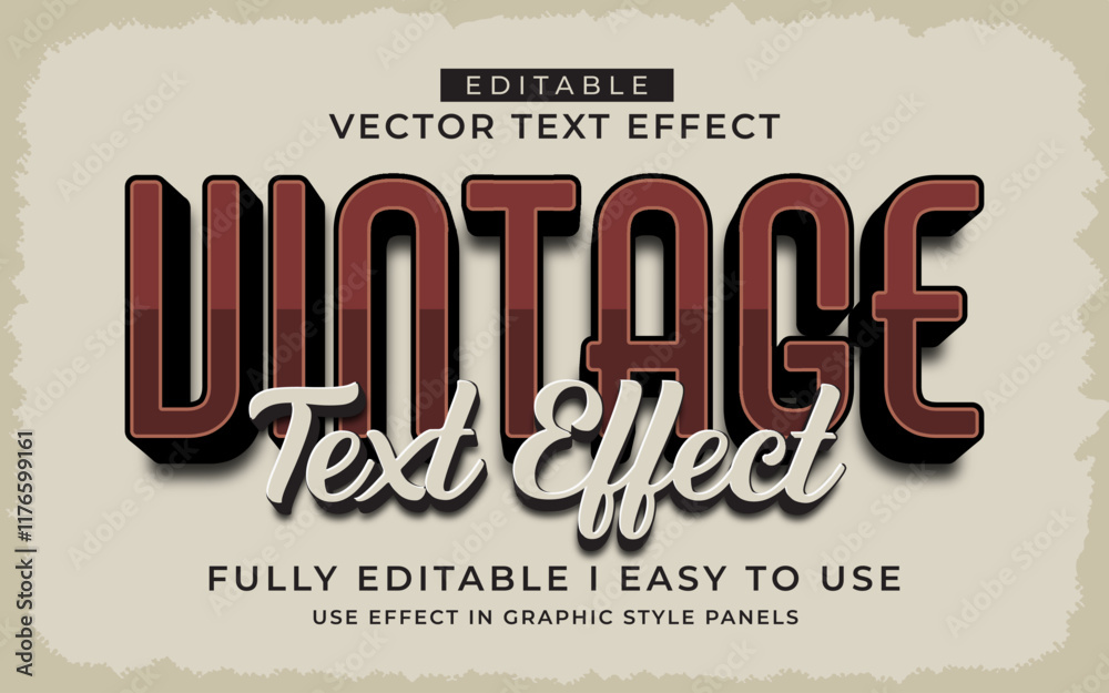 Obraz premium 3d editable vintage text effect typography style template