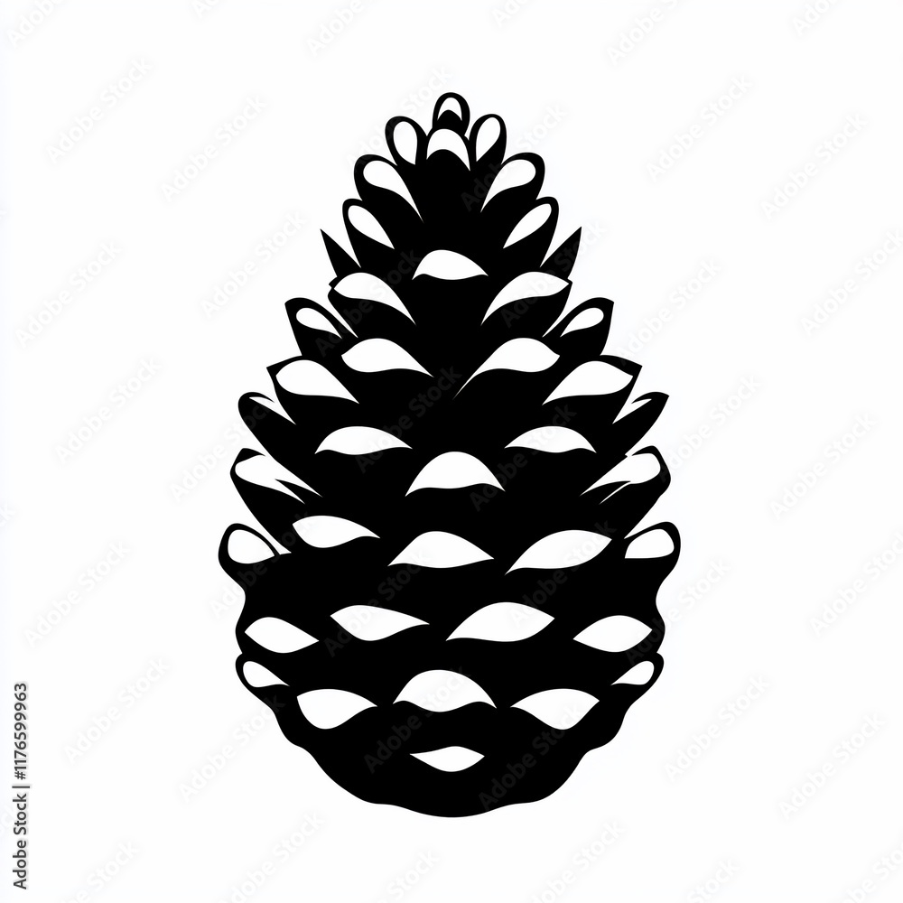 Obraz premium Silhouetted pine cone, detailed illustration. (1)