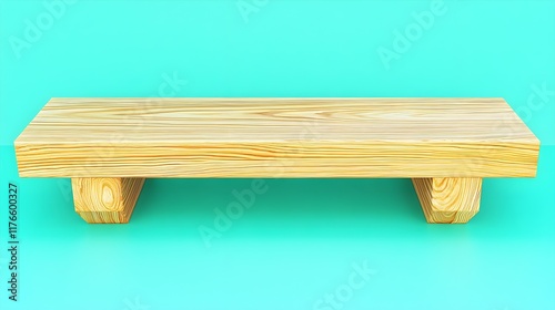 Minimalist wooden platform studio setting furniture display bright background clean design photo