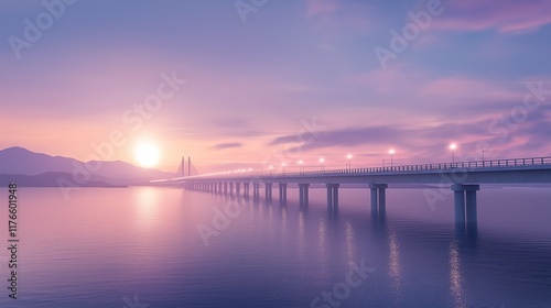 Wallpaper Mural Landscape of the bridge over the sea at dusk Torontodigital.ca