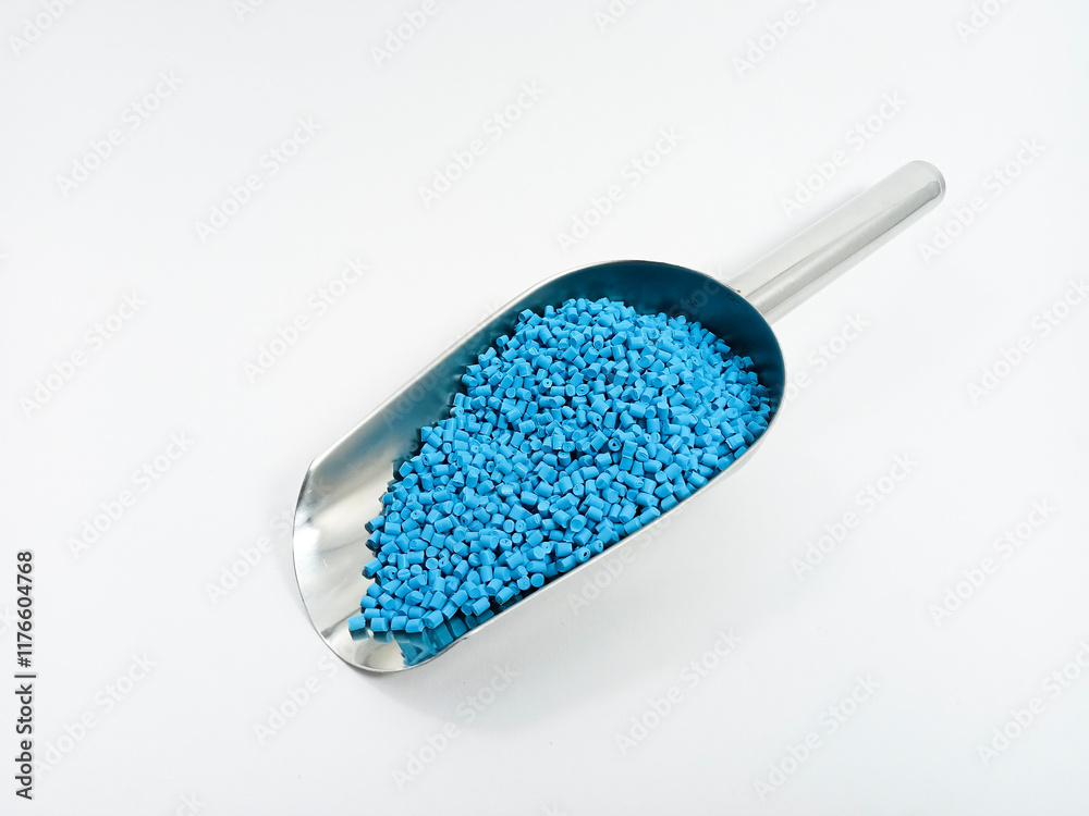 Poster blue masterbatch, polymer carries pigment in stainless steel ...